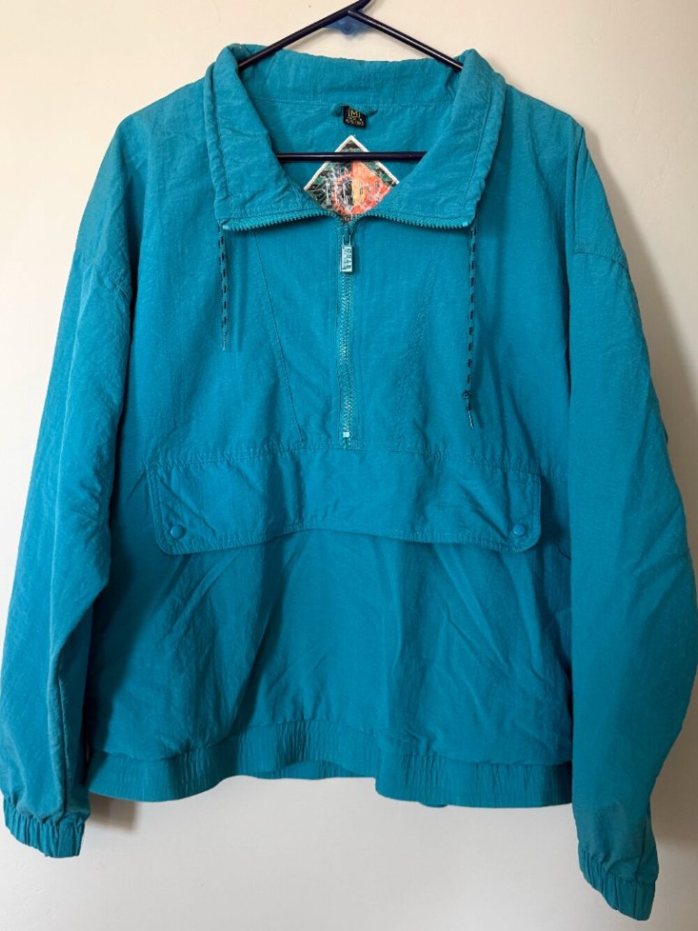 Vtg 90s Eclipse Gear Teal Nylon Anorak Windbreaker Jacket Mens M Half Zip Gorp